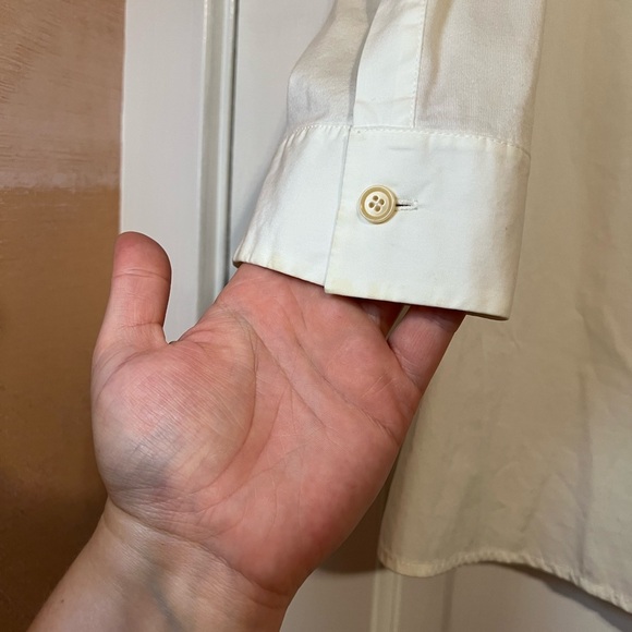 AKRIS PUNTO WHITE BUTTON UP PLEATED BLOUSE - Picture 7 of 9